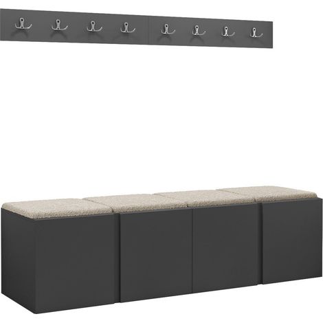 Conjunto para recibidor Pinis VII, Grafito, 0x0x0cm, Tapiz, Aglomerado laminado, Colocada, Montada en la pared