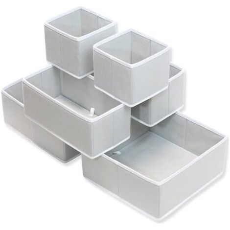 Lot de 6 boîtes de rangement en tissu anti-poussière pour placards, commodes, tiroirs (1/4)