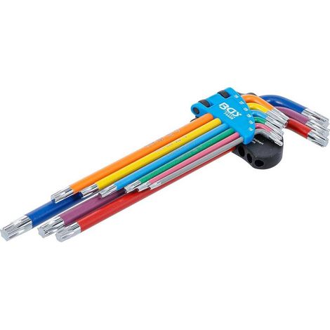 Jeu de Clés Allen Extra Longues 9 pcs T10-T50 - Profil Torx Multicolore - Précision et Confort d Utilisation - D-Work