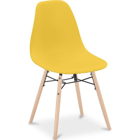 Sedia da Pranzo - Design Scandinavo - Gambe in Legno - Skögur Giallo (1/5)
