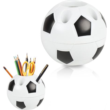 Pot à Crayons en Forme de Ballon de Football Noir Pot à Stylos Organiseur Bureau avec 6 Trous,Porte Crayons Bureau,Rangement Stylo,Organiseur pour Matériel Scolaire (1/5)