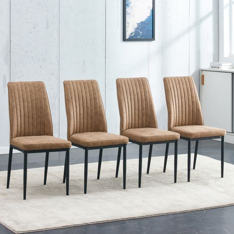 Set di 4 sedie da pranzo in tessuto tecnico marrone e metallo nero,43×42.5×92.5cm (1/5)