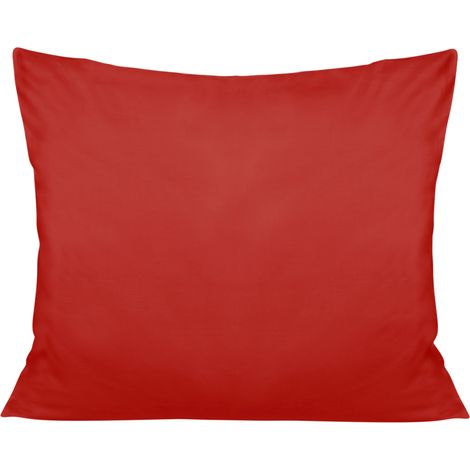 Taie d'oreiller en satin de coton 50x80, rouge uni (1/3)