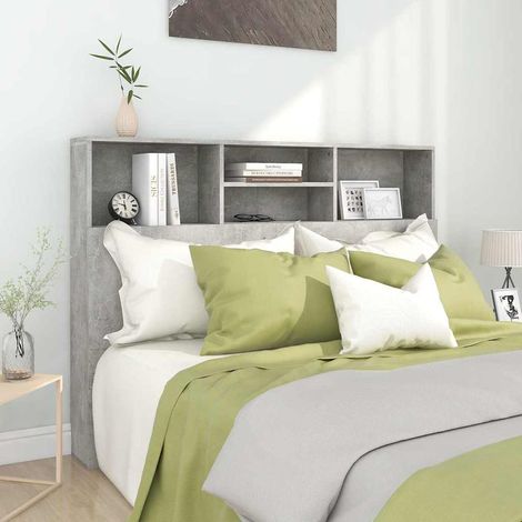 vidaXL Mueble cabecero gris hormigón 140x19x103,5 cm (1/5)