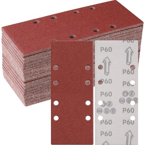 50 Pièces Papier a Poncer, 93 X 230mm Feuilles Abrasives 60 Grains Abrasives Papier pour Ponceuse Vibrante Polir et Enlever La Rouille (1/5)