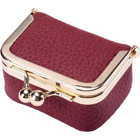 Coffret à bijoux compact à plusieurs compartiments, petite pochette à bijoux, cadeau d'anniversaire pour maman, vin rouge (1/5)