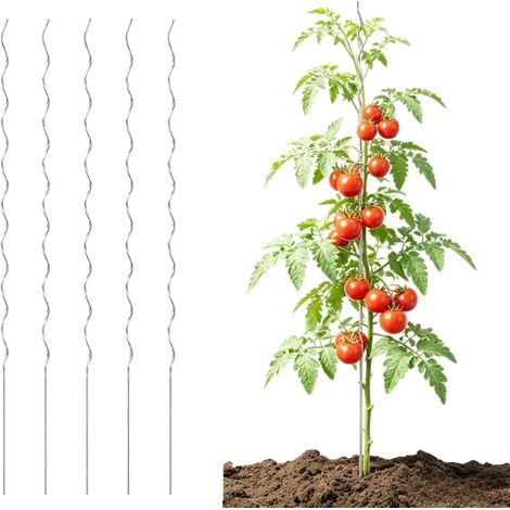 Soportes para plantas, acero galvanizado, 5 piezas, color plata. (1/2)