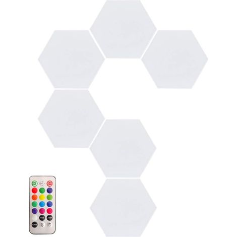 pezzi di luci LED modulari esagonali sensibili al tocco, lampada da parete geometrica quantistica, montaggio staccabile per la decorazione di casa, corridoio, camera da letto (1/5)