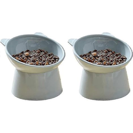 Gamelle pour chat, gamelle pour chien, gamelle surélevée pour chat, gamelle anti-vomissement pour chat, gamelle antidérapante pour nourriture et eau, convient aux petits chats à face plate (bleu + ble (1/5)