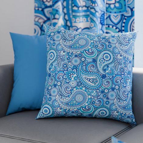 Lot de 2 Taies d'Oreillers 30x30 cm 100% Microfibre Hypoallergénique, Housse Oreiller Rectangulaire Paisley Bleu, Paquet de 2 (1/3)