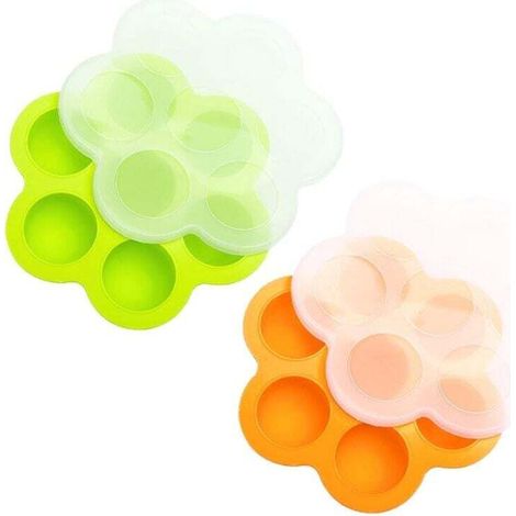 Lot de 2 Plateaux de Congélation pour Aliments pour Bébés avec Couvercles, Plateau en Silicone pour Aliments aux Fruits pour Bébés, Conteneur de Stockage pour Aliments pour Bébés (1/4)