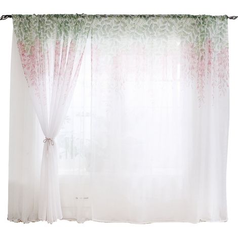 Rideau en polyester voilage pour chambre salon décoration (Rose) (1/5)