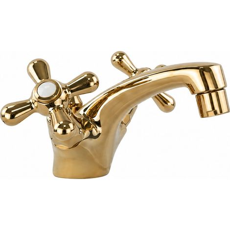 Batteria lavabo monoforo con canna bassa e due maniglie oro lucido Piralla Rubinetteria Sofia 0SFOR040A17 Oro (1/5)
