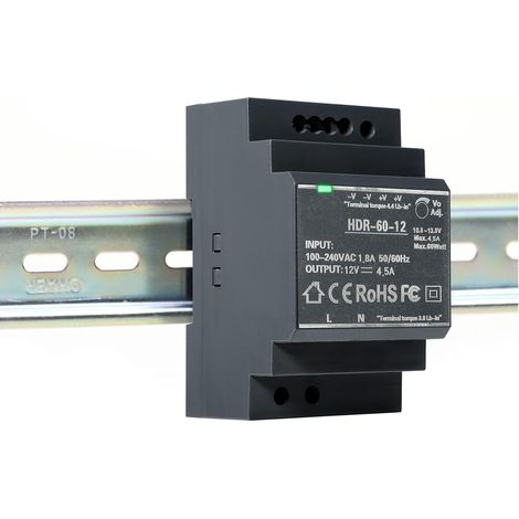 Alimentation sur Rail Din, HDR-60W Transformateur de Rail DIN d'alimentation à découpage for Rail DIN équipement d'automatisation Industrielle (DC 12V 4.5A) (1/5)