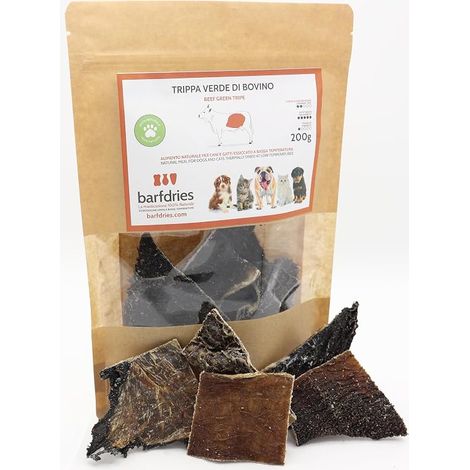 Trippa Vert de Bovin, nourriture naturelle pour chiens et chats séchés à basse température. Lot de 200 g (1/5)