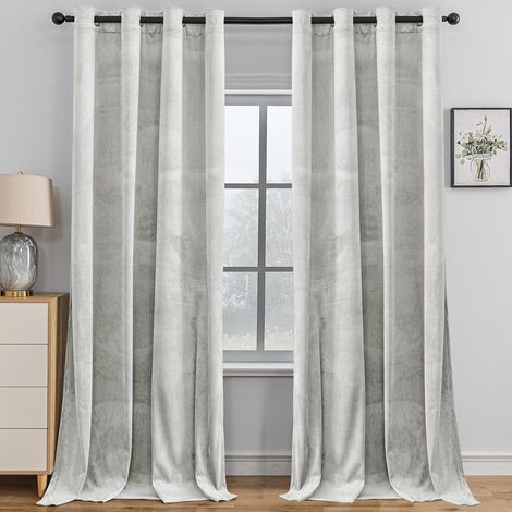 Set of 2 Velvet Blackout Curtain, 140 x 260 cm, Thermal Insulated Curtain, Anti-Cold and Heat Opaque, Modern, Noise Cancelling with Eyelets for Living Room and Bedroom, Beige (1/5)