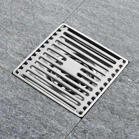 Enowelir Grille carrée en acier inoxydable pour salle de bain, évier de cuisine, douche, crépine 15 cm (1/4)