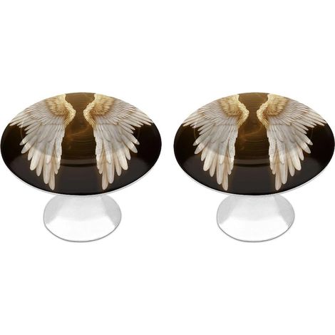 Lot de 2 boutons tiroir en acier inoxydable 28 mm forme d'ailes (1/5)