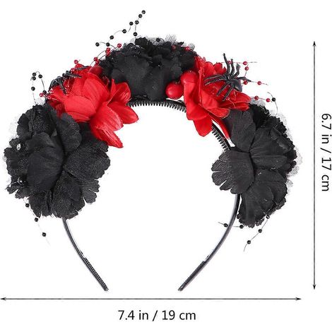 Serre-tête à fleurs artificielles rouges pour femme, 1 pièce, Halloween (1/5)