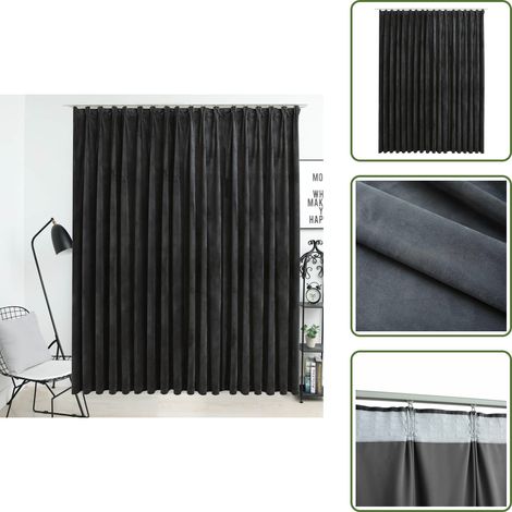 Rideau occultant avec crochets Velours Anthracite 290x245 cm - Rideau Velours - Rideau Occultant - Rideau Anthracite - Décoration Intérieure - Salon (1/5)