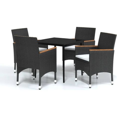 Maison Exclusive - 5-tlg. Garten-Essgruppe mit Kissen Schwarz