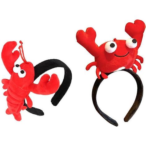 2 Stück Plüsch-Haarreif, Krabben-Kopfschmuck, Kapitänsmütze, Plüschtier-Haarreif, 3D-Hummer-Haarreif-20x18x4cm-Red (1/3)