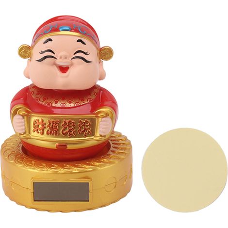 Statue Cai Shen Solaire Tête Secouante Décorative Feng Shui Chinois pour Voiture (1/5)