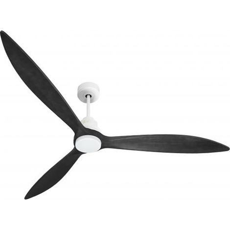 Tenerife - Super destratificateur et ventilateur DC 166 cm  Blanc pales bois noir  avec Lumière 30 à 60 m²