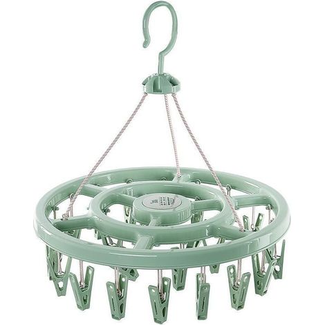 1 stendibiancheria per calzini, stendibiancheria da appendere con 24 clip, stendibiancheria portatile in plastica per calzini, stendibiancheria con ganci antivento per biancheria intima, asciugamani,  (1/4)