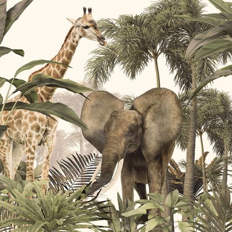 Papier peint panoramique - Animaux de la Jungle - 130 cm x 130 cm (1/2)