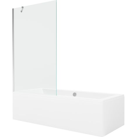 Mexen Cube baignoire rectangulaire 170 x 80 cm avec écran 1 volet 100 cm, transparent, chrome - 550517080X9510000001 (1/5)
