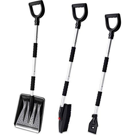 Outils de déneigement extensibles, grattoir à glace et brosse 3 en 1 avec pelle pour pare-brise de voiture, fenêtres, poignée en mousse, camion automobile SUV (1/5)