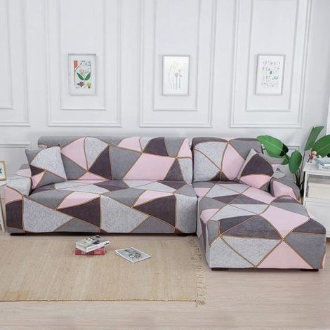 Housse de Canapé d'angle Extensible,Couverture de Canapé Revêtement de Canapé Universelle de Forme L (3 Places+2 Places)(L079) (1/5)