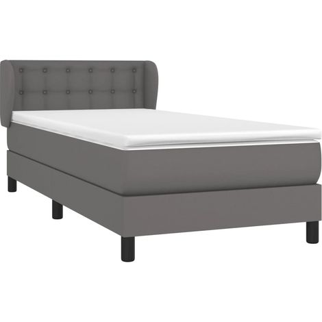Sommier à lattes de lit avec matelas Gris 90x190 cm Similicuir vidaXL (1/5)