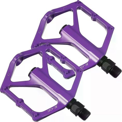 Pedale aus Aluminiumlegierung für Rennräder, lila Mountainbike-Pedale aus Metall mit flachen Clips für Kinder - JXLGV (1/4)