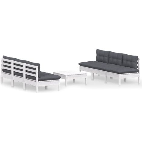 Maison Exclusive - Set Divani da Giardino 7 pz con Cuscini Antracite Legno di Pino (1/5)