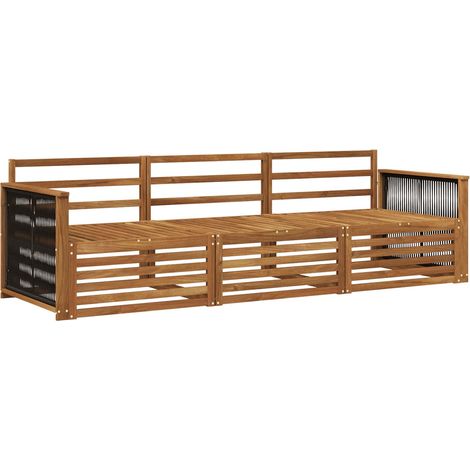 vidaXL Outdoor Sofa Set 3 pcs Natural Solid Acacia Wood