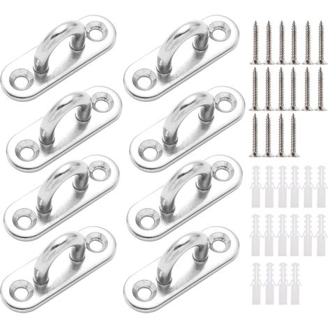 8 pezzi M5 piastra occhiello in acciaio inox 304 gancio da soffitto per impieghi gravosi ganci per montaggio a parete capacità 40 kg per ventilatore vaso da fiori yoga altalene accessori per barche