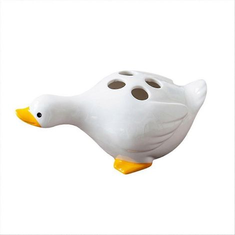 Porte-brosse à dents en forme de canard, 4 trous, blanc, avec système de drainage (1/5)