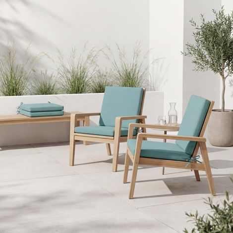 Lot de 4 coussins pour chaise de jardin vert de gris - Elva