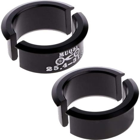 4pcs Vélo Guidon Cale Entretoise Réducteur de Tige en Alliage d'aluminium 25,4mm à 31,8mm Adaptateur de Cale de Guidon de Vélo pour Guidon de VTT, Noir Bicycle Handlebar Shim Adapter (1/5)