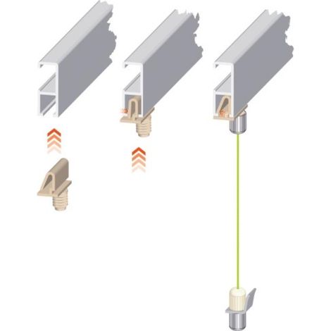 Kit cimaise Civiclic 2 fil de 2m + 2 crochets suspenseur argent 2 m - CIVIC (1/4)