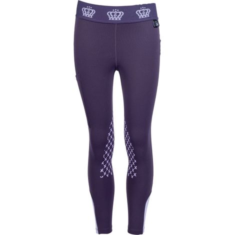 1/3 anni, Lilla Scuro 3300: Pantaloni Leggings bambina per equitazione con grip al ginocchio modello Lola