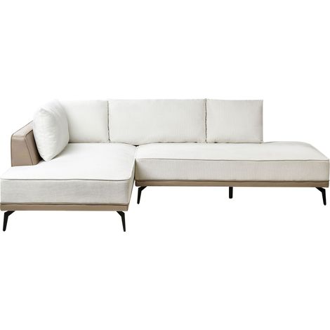 Corner Sofa 3 Seater MYKEN Fabric Off-White Right Hand
