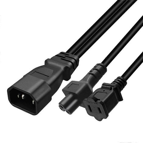 Câble d'alimentation IEC320 C14 vers C5+1 15R, répartiteur en Y C14 mâle vers C5+1 femelle 15R
