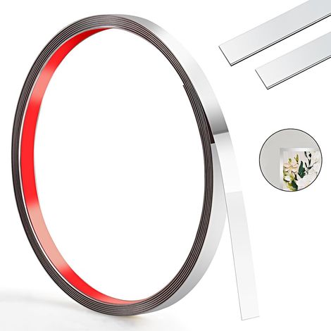 1cm - (Argent)300cm Moulure Murale,Auto-AdhéSif Moulure Decorative En Acier Inoxydable,Flexible Moulure Adhesive Or MéTallisé,Garniture de moulure Pour Cadre De Miroir Plafond Armoire Carrelage (1/5)