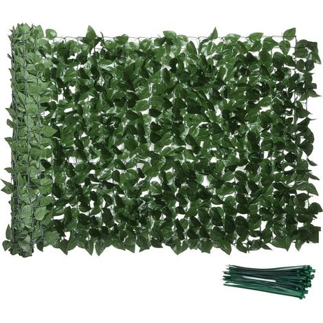 Haie Artificielle - Brise-Vue Rouleau 3 L x 1 H m - Feuillage Hêtre Réaliste Anti-UV - Vert Foncé - 1 Pièce (1/5)