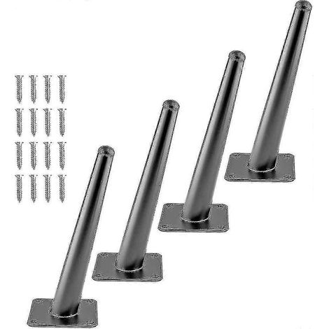 Pieds de meubles de 20 cm (8 pouces), pieds en métal fuselés et inclinés, noir mat, style médiéval, 20240603 (1/5)