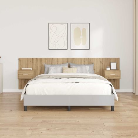 vidaXL Tête de lit avec armoire avec tiroir 3 pcs Chêne artisanal