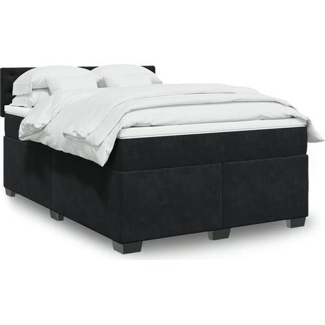 Boxspringbett mit Matratze Schwarz 140x200 cm Samt
